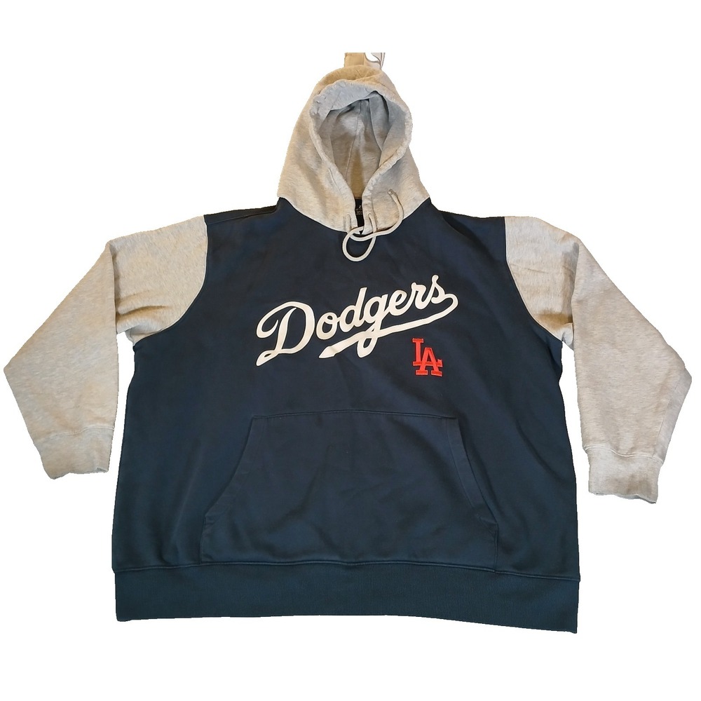 Antigua Men's Los Angeles Dodgers Hoodie Pullover Blue Gray Color Block Size 2XL